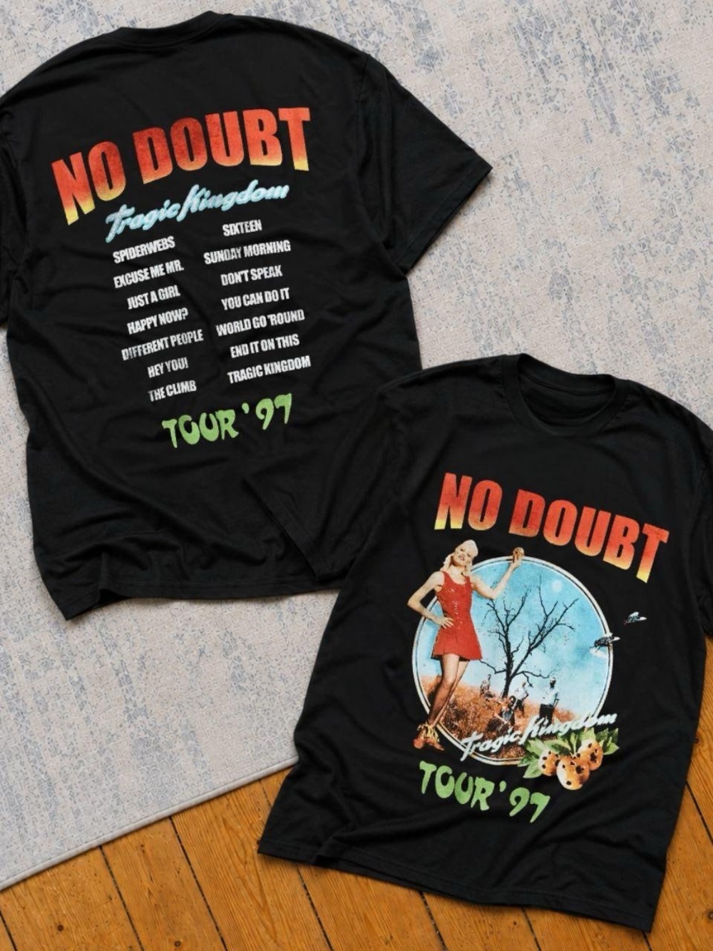 Gildan No Doubt 'Tour '97' Black Graphic Tee with Red and Green Accents
